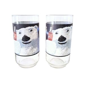 Vintage 90s Coca-Cola Polar Bear Glass Tumblers - Set of 2